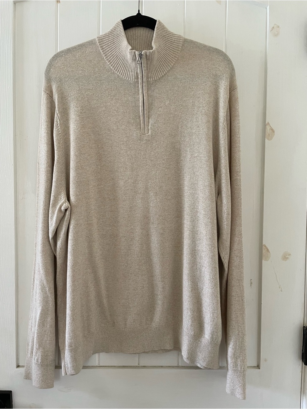 Bonobos Men’s Beige Knit 1/4 Zip Mock Neck Pullover Sweater XL Cotton Cashmere